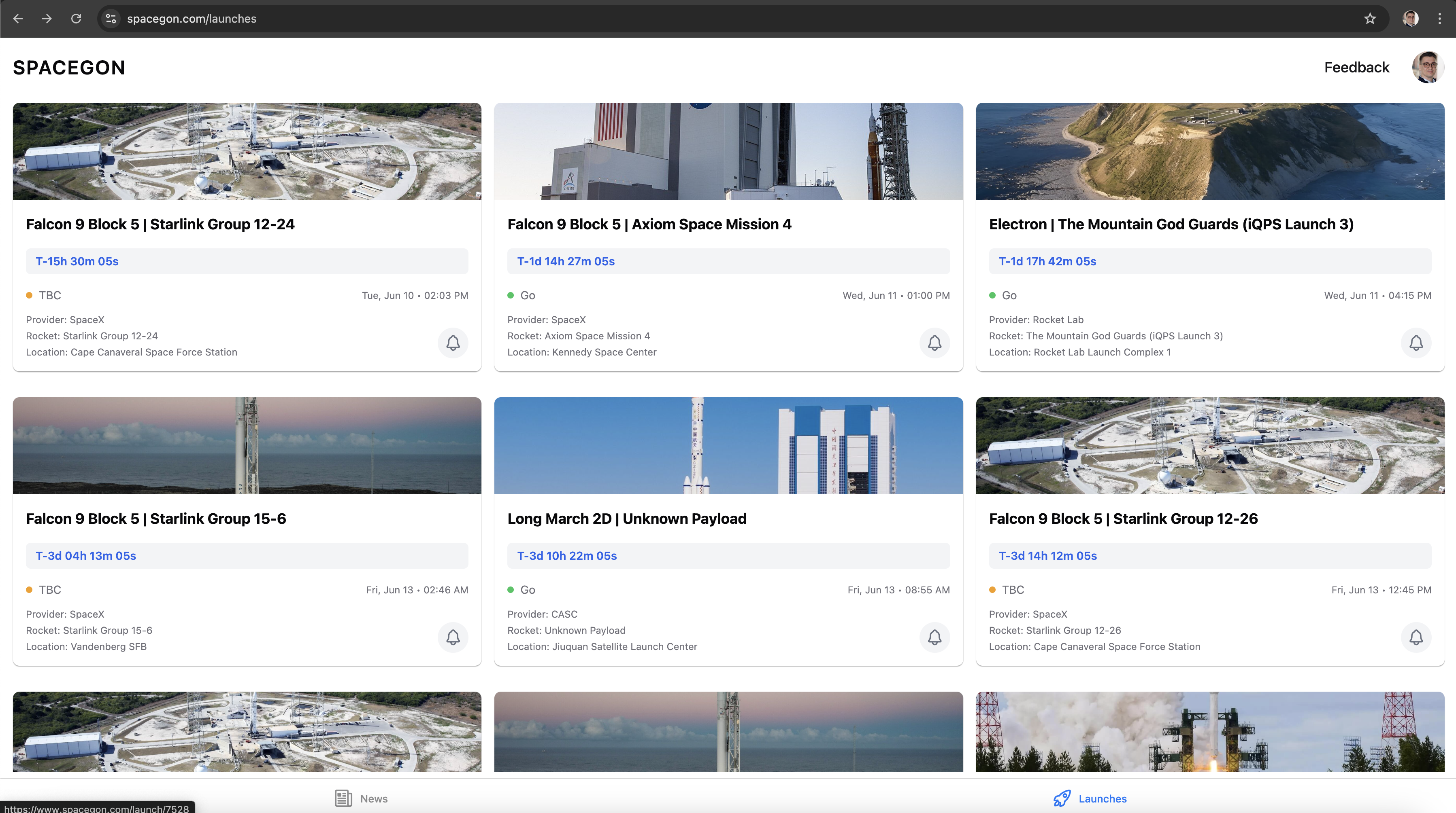 Spaceon Launches